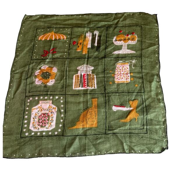 Vintage Accessories - Vintage Pat Prichard 50s 60s Mid Century Ladies Handkerchief MCM Lady Print